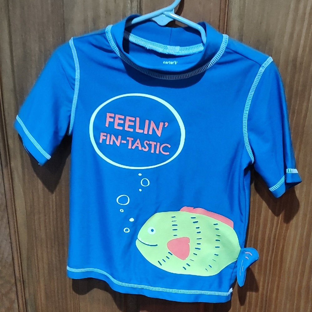 Carter's Blue Rashguard with Fish Design